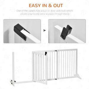 Pawhut Wooden Pet Gate w/ Lockable Door