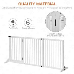 Pawhut Wooden Pet Gate w/ Lockable Door