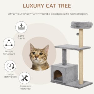 Pawhut Cat Tree w/ Sisal Scratching Posts
