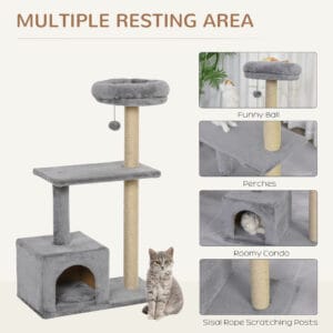 Pawhut Cat Tree w/ Sisal Scratching Posts