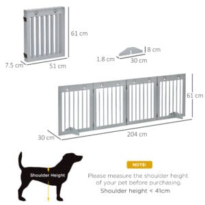Pawhut Freestanding Pet Gate 4 Panels