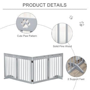 Pawhut Freestanding Pet Gate 4 Panels
