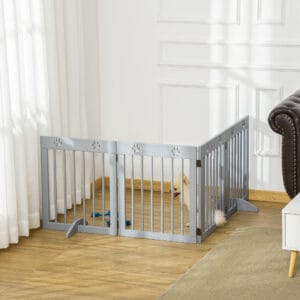 Pawhut Freestanding Pet Gate 4 Panels