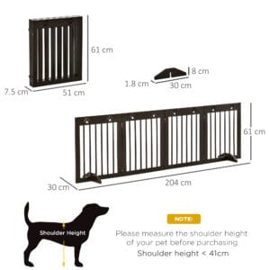 Pawhut Freestanding Pet Gate 4 Panels