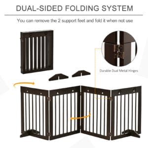 Pawhut Freestanding Pet Gate 4 Panels