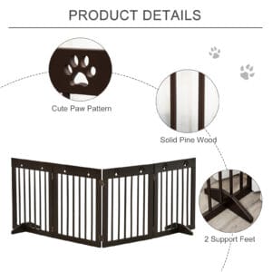 Pawhut Freestanding Pet Gate 4 Panels