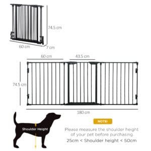 Pawhut 3-Panel Dog Playpen Pet Gate Black