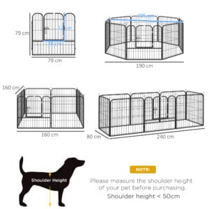 Pawhut Pet Playpen 4 Sizes Foldable Metal