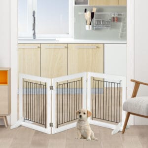 Pawhut Foldable Dog Gate Wooden
