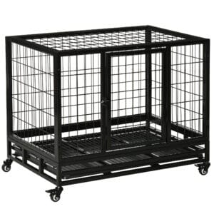 Pawhut Dog Cage Metal Heavy Duty w/ Wheels