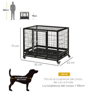 Pawhut Dog Cage Metal Heavy Duty w/ Wheels