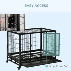 Pawhut Dog Cage Metal Heavy Duty w/ Wheels