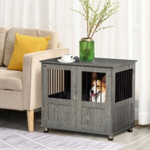 Pawhut Wooden & Wire Dog Cage w/ Doors
