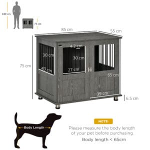 Pawhut Wooden & Wire Dog Cage w/ Doors