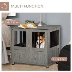 Pawhut Wooden & Wire Dog Cage w/ Doors