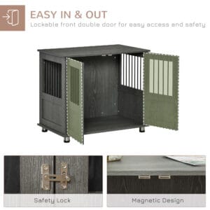 Pawhut Wooden & Wire Dog Cage w/ Doors