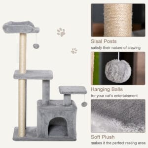 Pawhut Cat Tree Tower w/ Scratching Posts