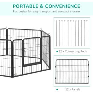 Pawhut Dog Playpen 12 Panels Heavy-Duty