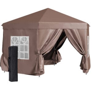 Outsunny Hexagonal Gazebo 4m x 4m Brown