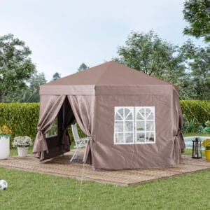 Outsunny Hexagonal Gazebo 4m x 4m Brown