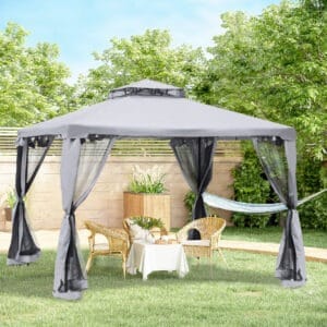 Outsunny Gazebo 2-tier Roof 3 x 3m Grey