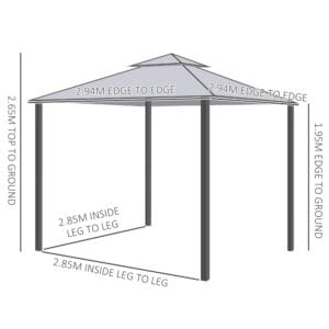 Outsunny Gazebo 2-tier Roof 3 x 3m Grey