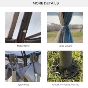 Outsunny Gazebo 2-tier Roof 3 x 3m Grey