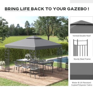 Outsunny Gazebo Marquee 3 x 3m - Grey