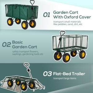 Outsunny Garden Cart Truck Trolley Green