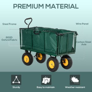 Outsunny Garden Cart Truck Trolley Green