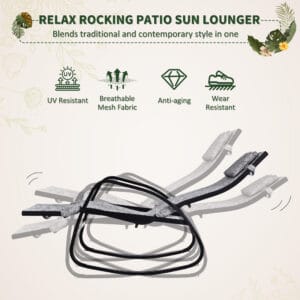 Outsunny Rocking Patio Chair w/ Pillow Grey