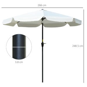Outsunny 2.66m Patio Parasol White