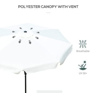 Outsunny 2.66m Patio Parasol White