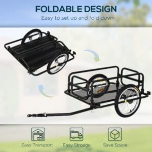Homcom Bike Cargo Trailer w/Hitch Black