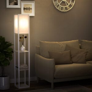 Homcom Floor Lamp w/ Storage Shelf 4-Tier