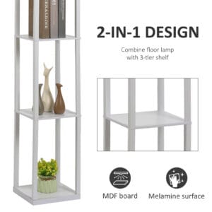 Homcom Floor Lamp w/ Storage Shelf 4-Tier