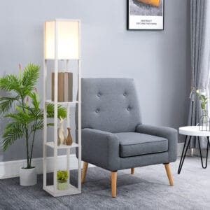 Homcom Floor Lamp w/ Storage Shelf 4-Tier