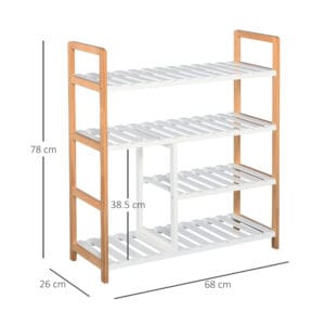 Shoe Rack 4-Tier Storage Wood Frame
