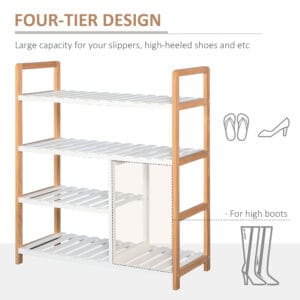 Shoe Rack 4-Tier Storage Wood Frame