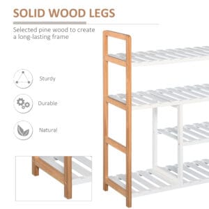 Shoe Rack 4-Tier Storage Wood Frame