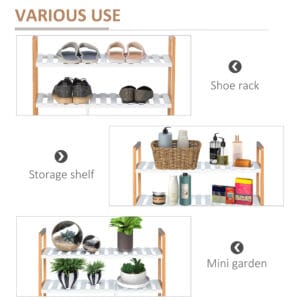 Shoe Rack 4-Tier Storage Wood Frame