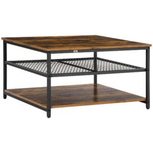 HOMCOM Industrial Coffee Table with Shelves HOMCOM Industrial Coffee Table with Shelves
