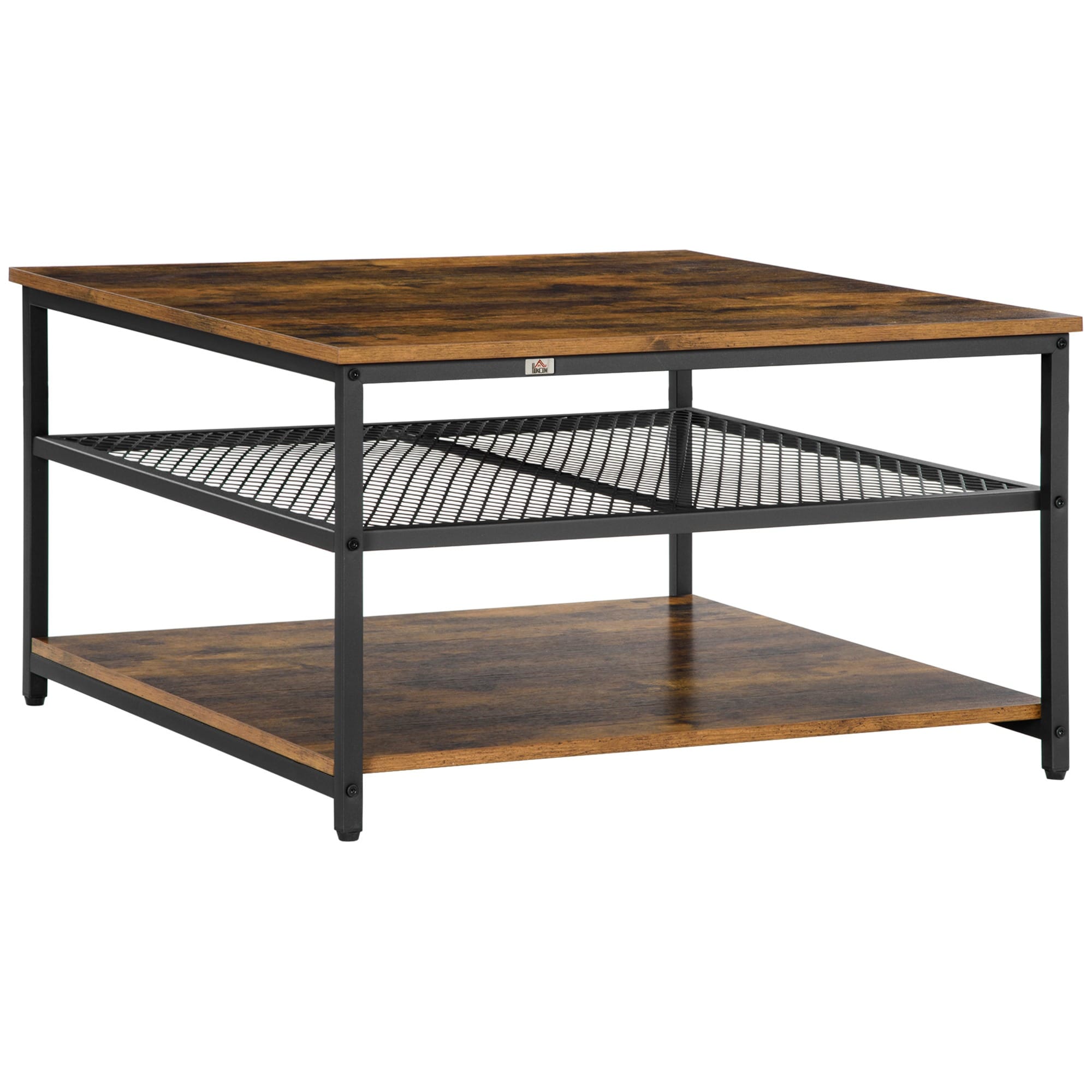 HOMCOM Industrial Coffee Table with Shelves HOMCOM Industrial Coffee Table with Shelves