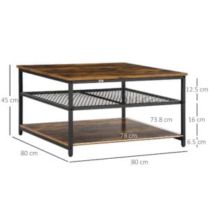 HOMCOM Industrial Coffee Table with Shelves HOMCOM Industrial Coffee Table with Shelves