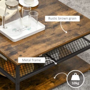 HOMCOM Industrial Coffee Table with Shelves HOMCOM Industrial Coffee Table with Shelves