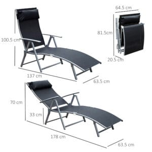 Outsunny Sun Lounger Recliner Foldable