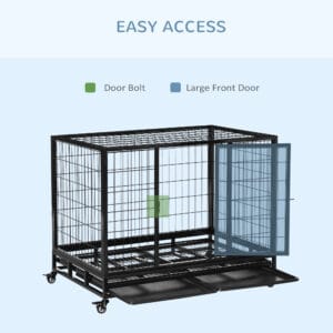 Pawhut Metal Kennel Cage with Wheels Black