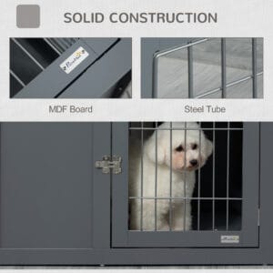 Pawhut Furniture-Style Dog Crate Two Doors