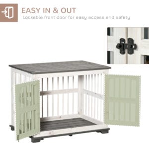Pawhut Wooden Dog Crate End Table White