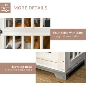 Pawhut Wooden Dog Crate End Table White